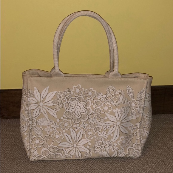 Oscar de la Renta Floral Canvas Tote Bag - Picture 1 of 1